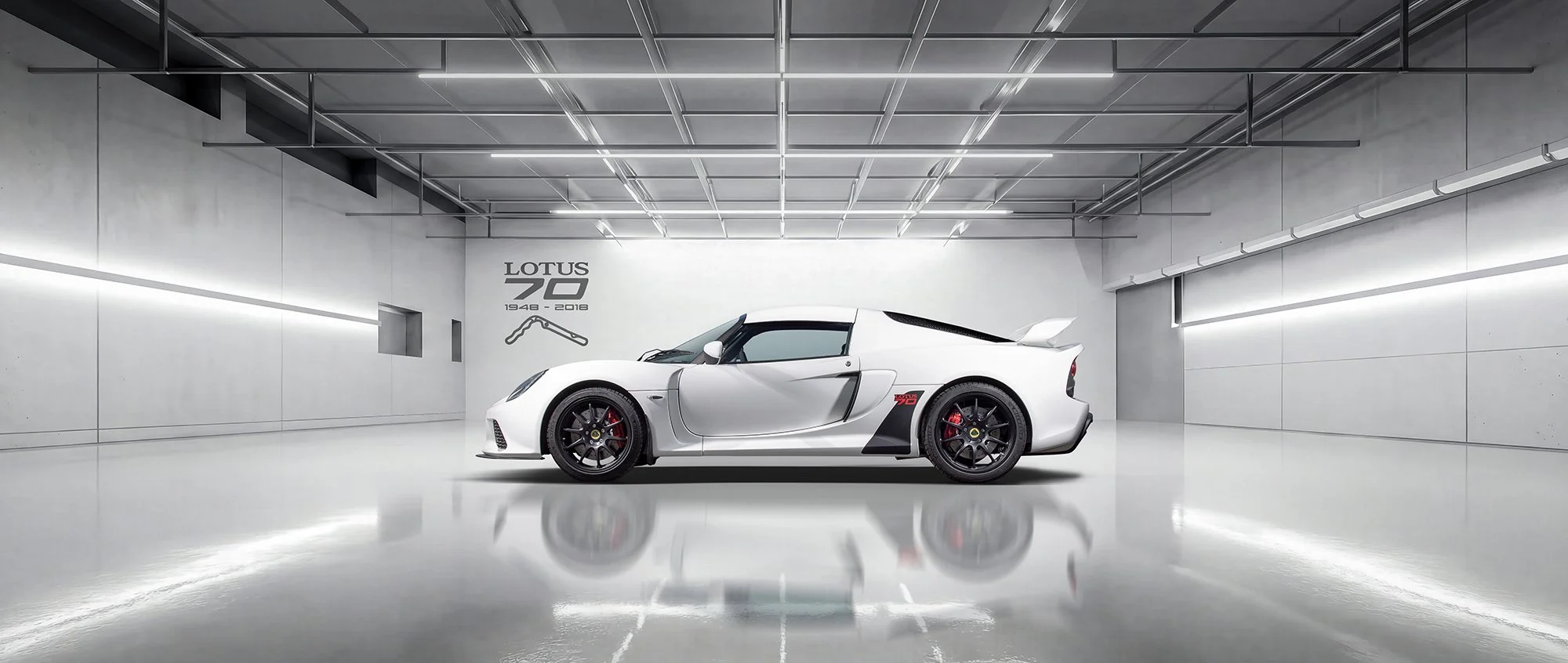White Lotus car in white polished clean room