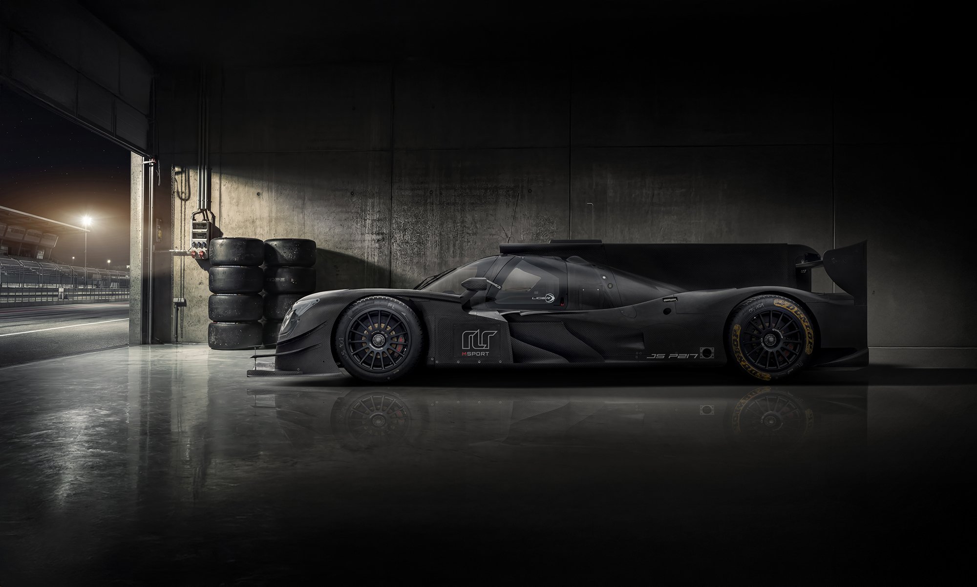 Liger Le Mans car in race garage