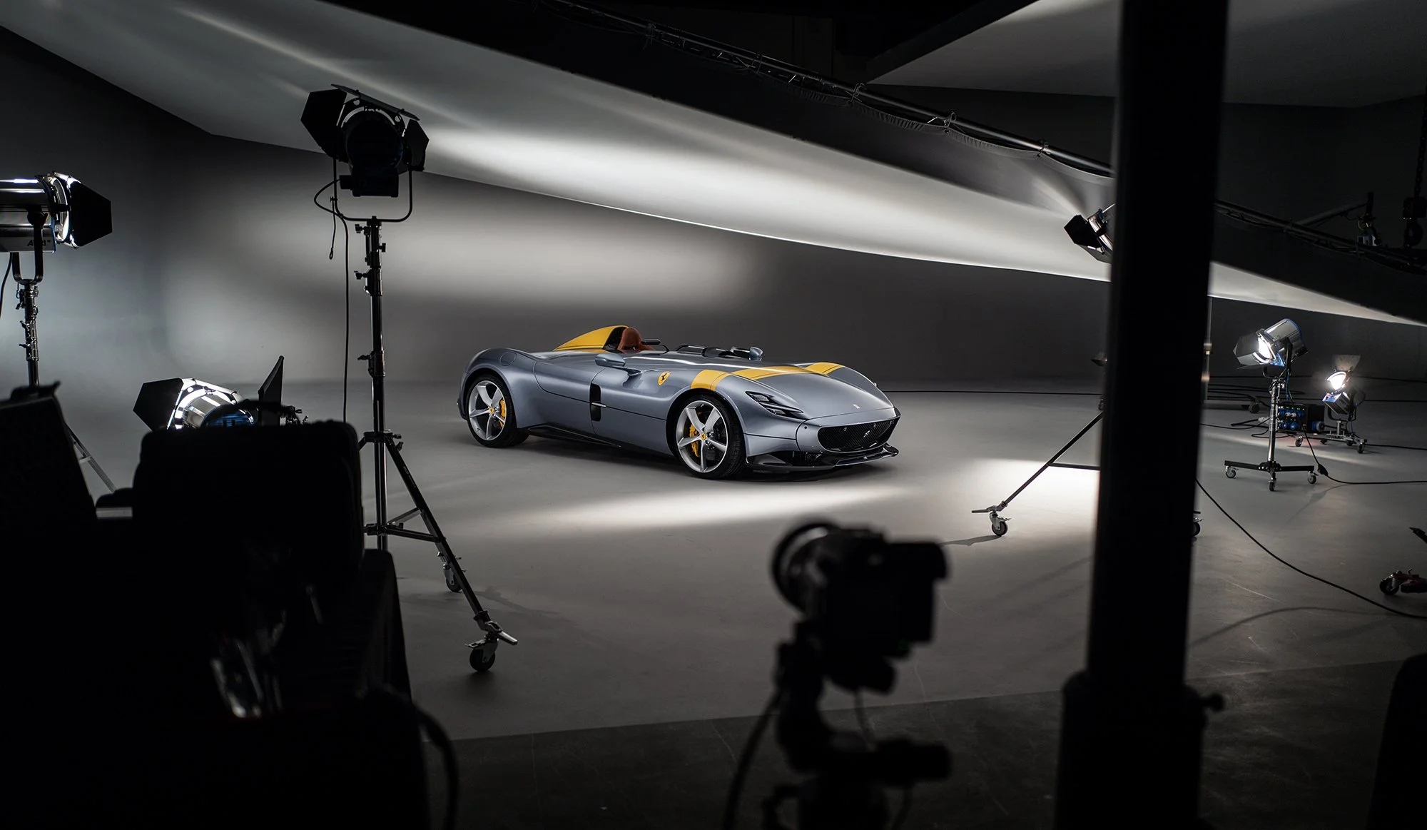 Ferrari Monza SP1 behind the scenes being photographed in studio.