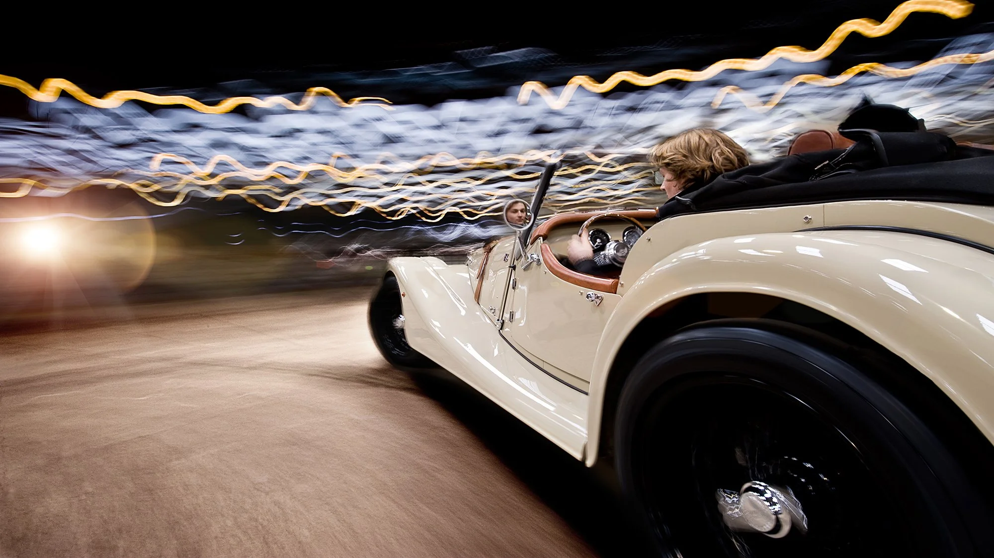 Morgan car being driven by morgan chief designer