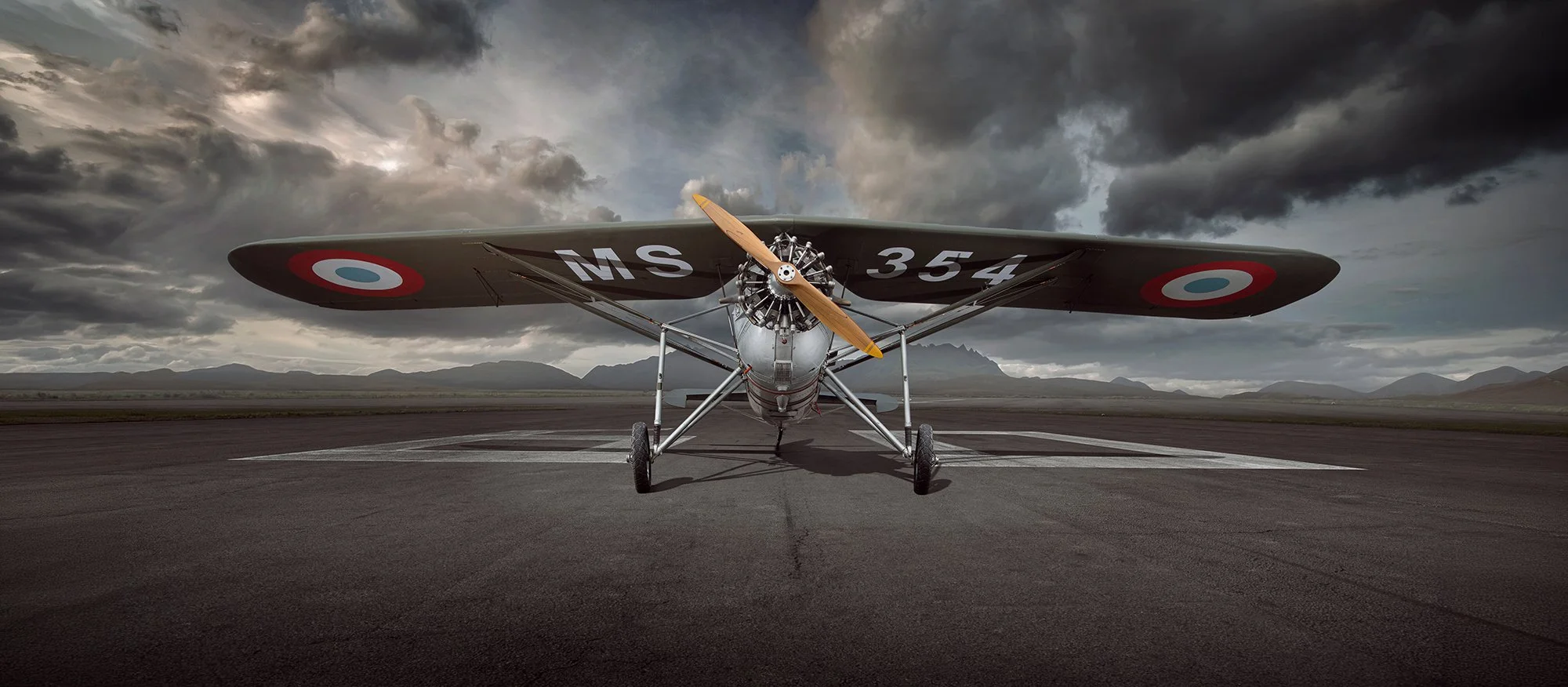 Vintage aircraft on runway, Aviation Photography