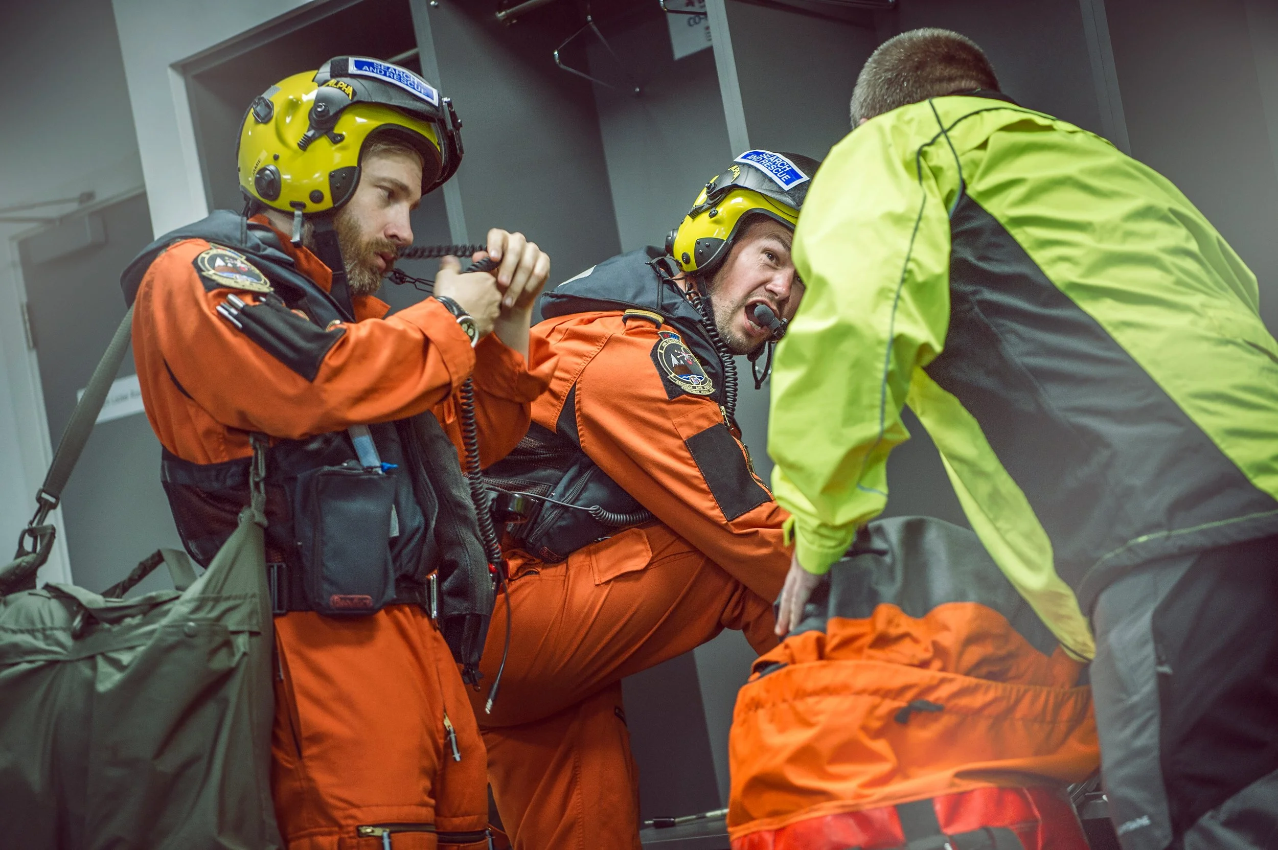HM Coastguard Search and Rescue crew getting scrambled for a call out.