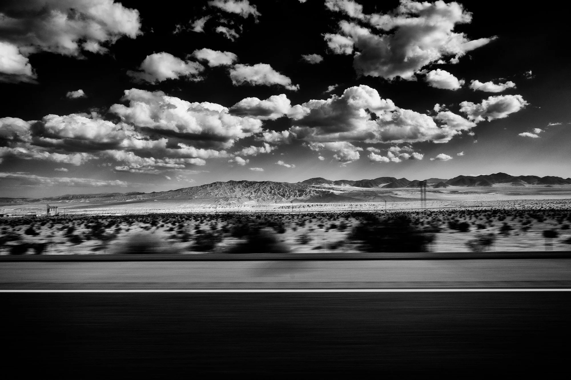 Driving scene through death valley