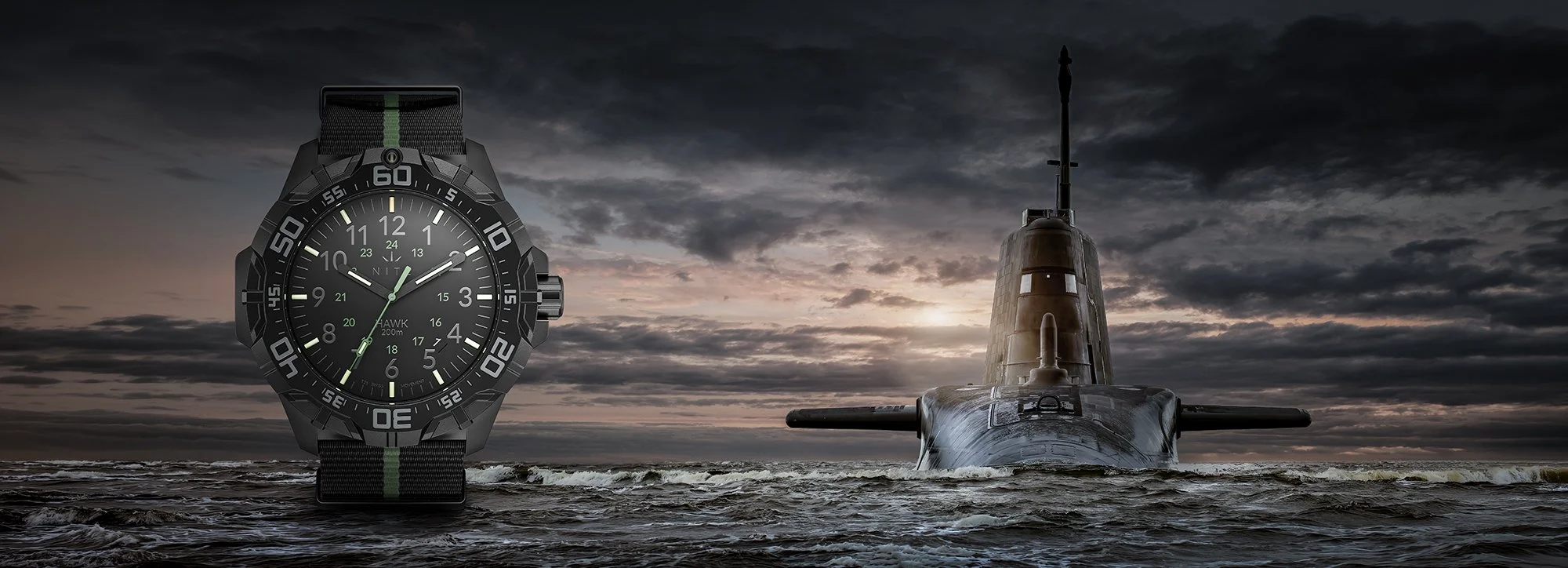 Submarine and watch