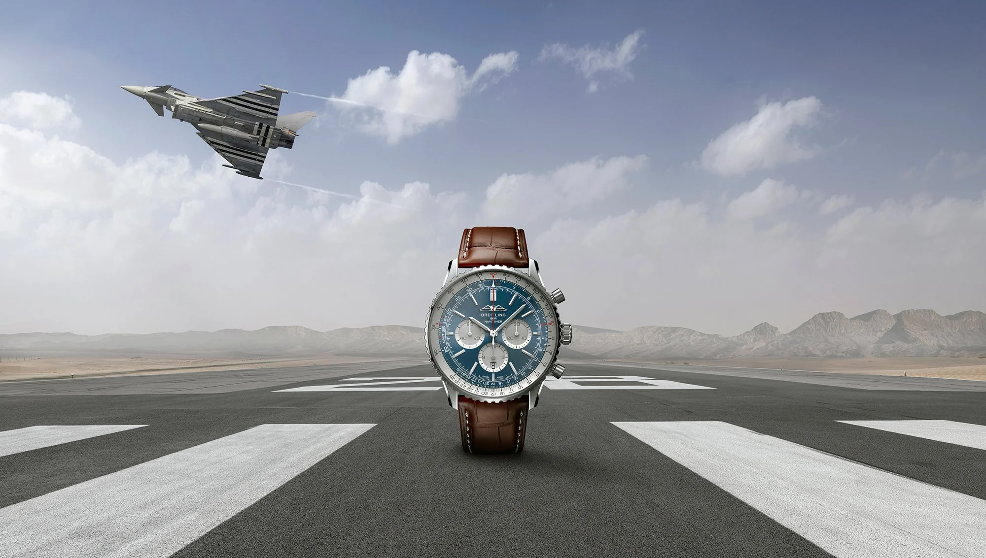 Fighter Jet flys over Watch on runway