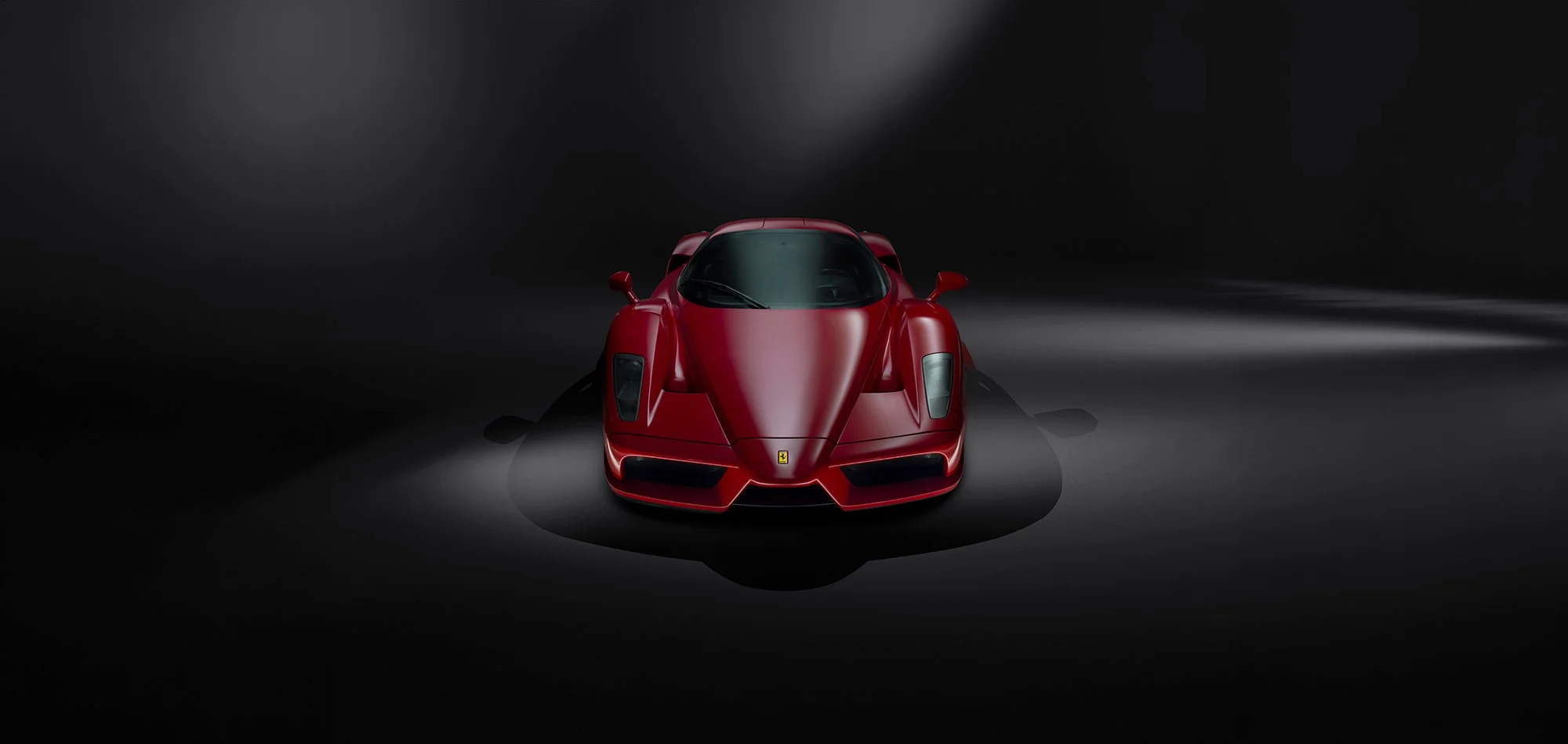 Ferrari LaFerrari front view in a dark studio, car photography.