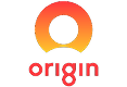 Logo of the brand 'Origin' with a stylized orange and black circular symbol.