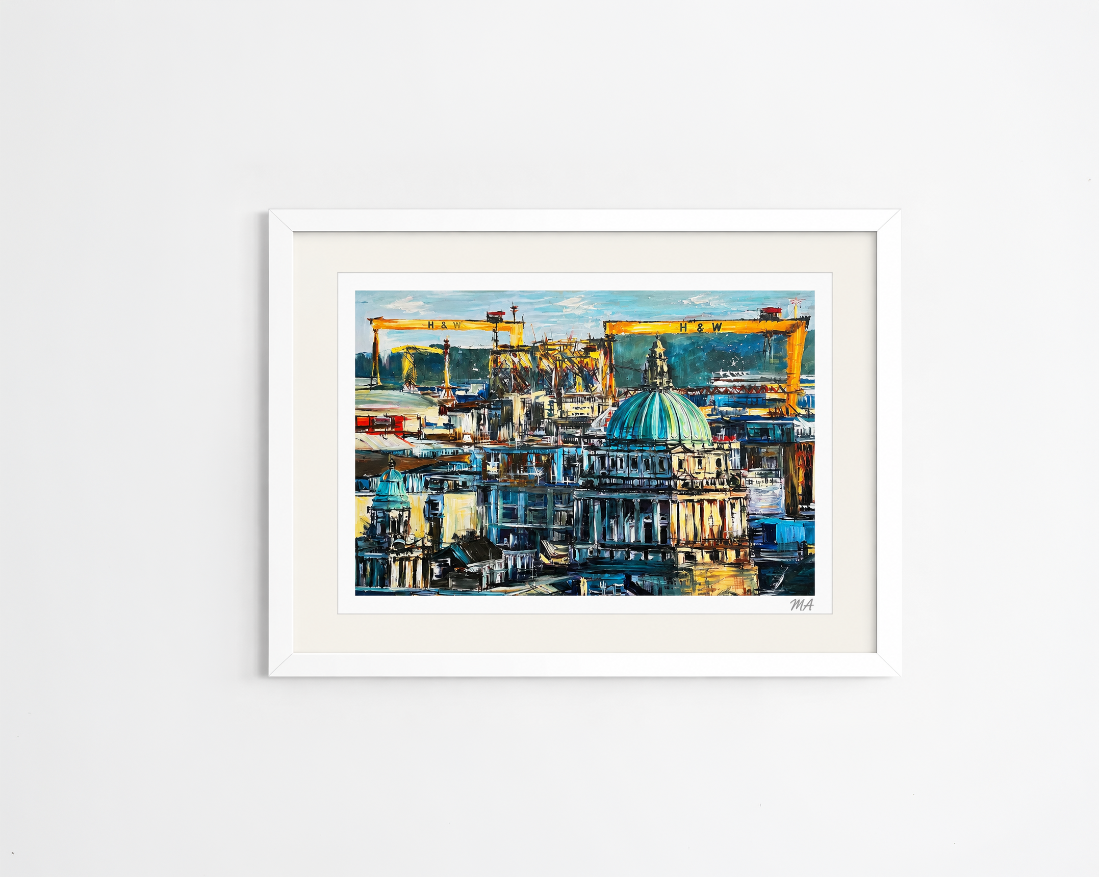 'Belfast in Spring' White Framed Print.png