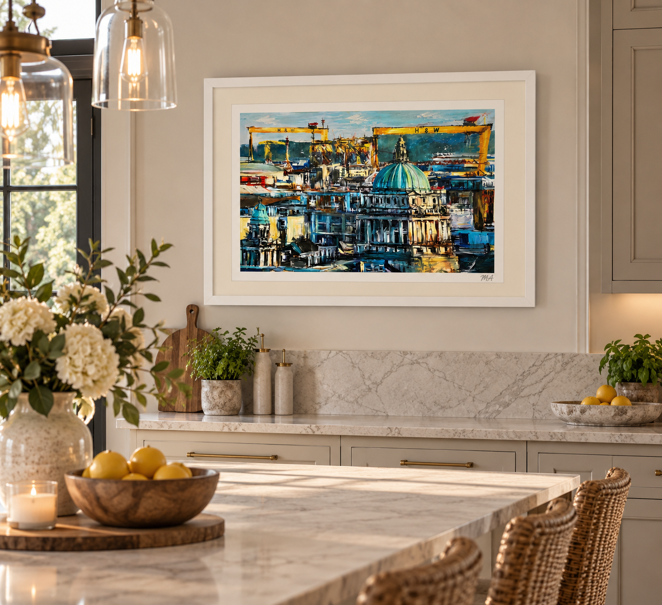 'Belfast in Spring' White Framed Print BG.png