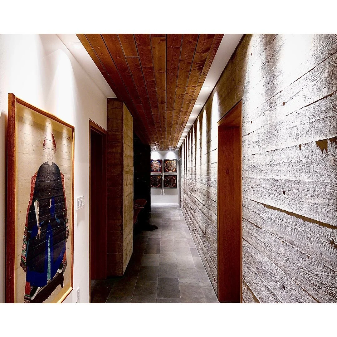 Walk the line.

- Kadenwood

The horizontal spines in this board form concrete wall were created by concrete slurry filling the gaps of the joints in our shiplap formwork. The addition of lighting directly above, pronouncing mixed shadows and texture