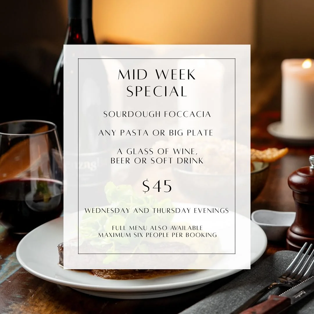 The mid week special is here to stay. Available Wednesday and Thursday evenings for bookings of up to 6 people

See you soon x

#bathurstrestaurant #bathurstandbackroads #bathursttowntrail #visitbathurst
