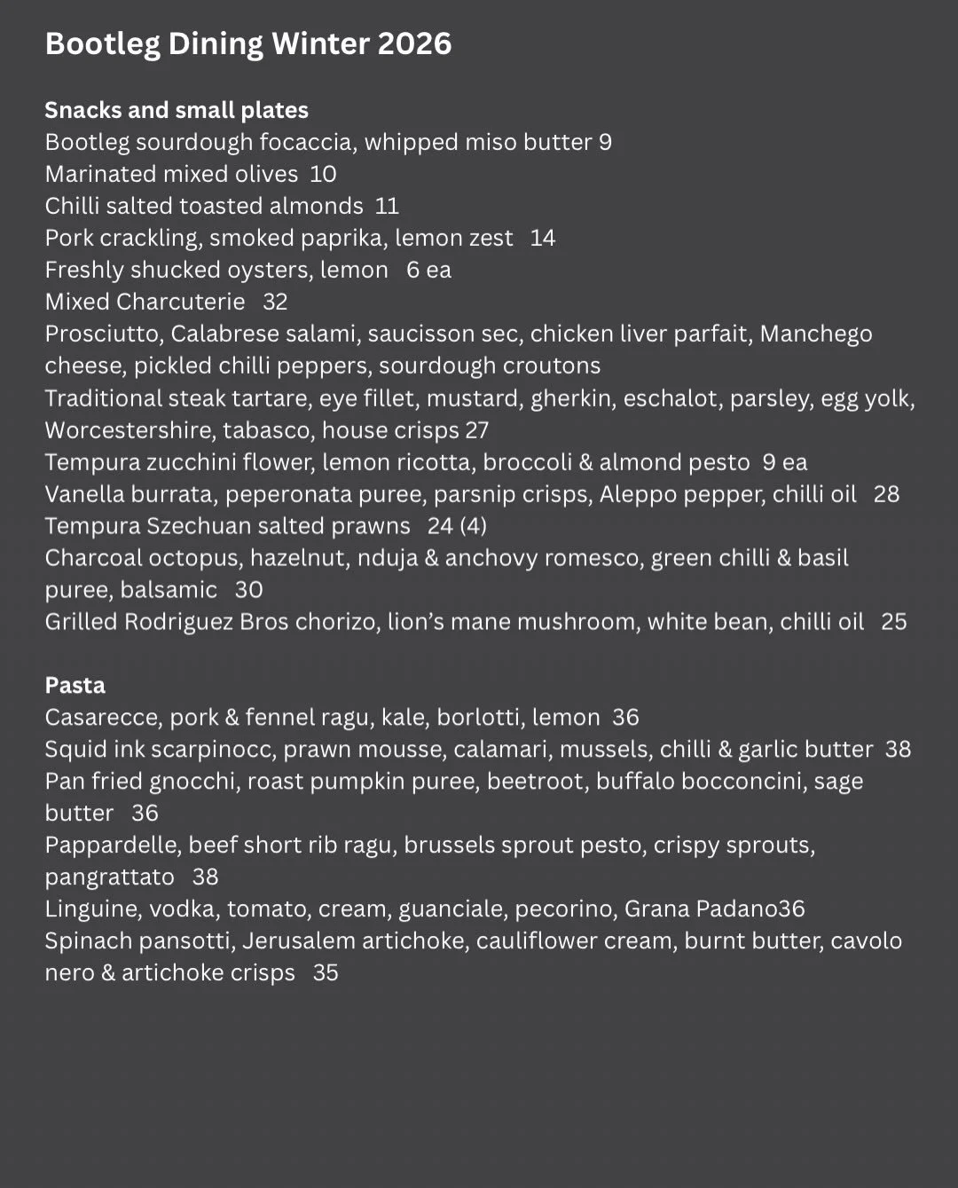 Current menu

Old favourites and new additions

See you soon x