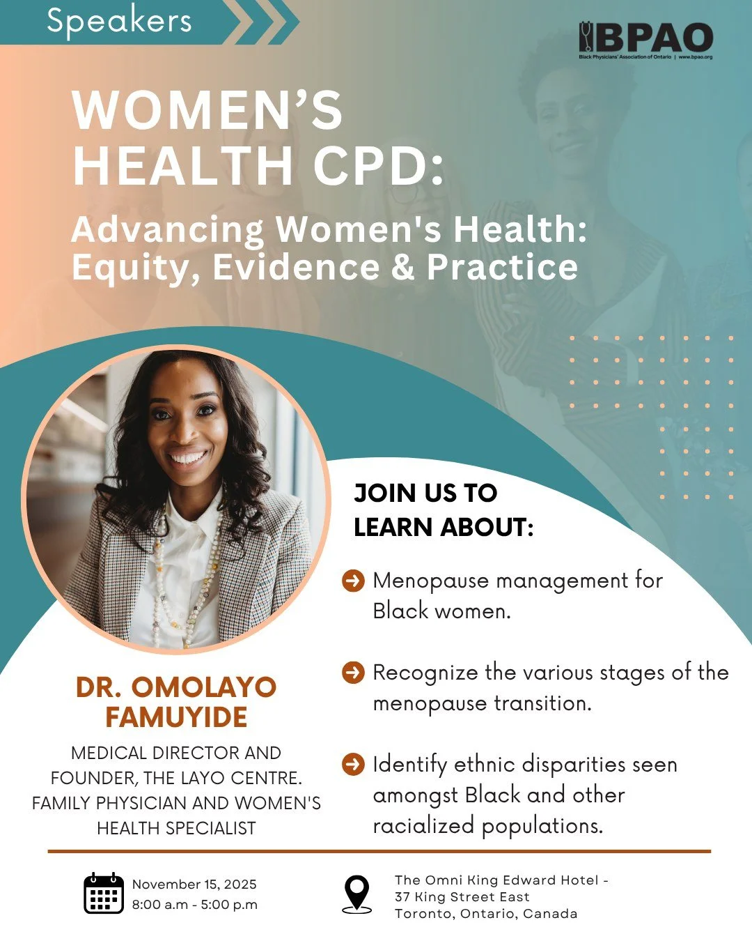 #2025WomensCPD Speaker Spotlight: Dr. Omolayo Famuyide

We continue our CPD Speaker Spotlight! This time, we&rsquo;re showcasing Dr. Famuyide, Medical Director &amp; Founder of The Layo Centre.

At the 2nd Annual Women&rsquo;s Health CPD, she will pr