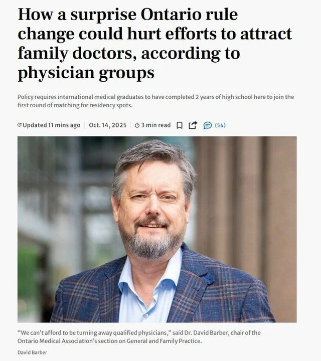 Ontario&rsquo;s new 2026 R-1 residency eligibility policy is facing growing backlash from across the medical community.
As reported by the Toronto Star, physician advocacy groups &mdash; including the Black Physicians&rsquo; Association of Ontario (B