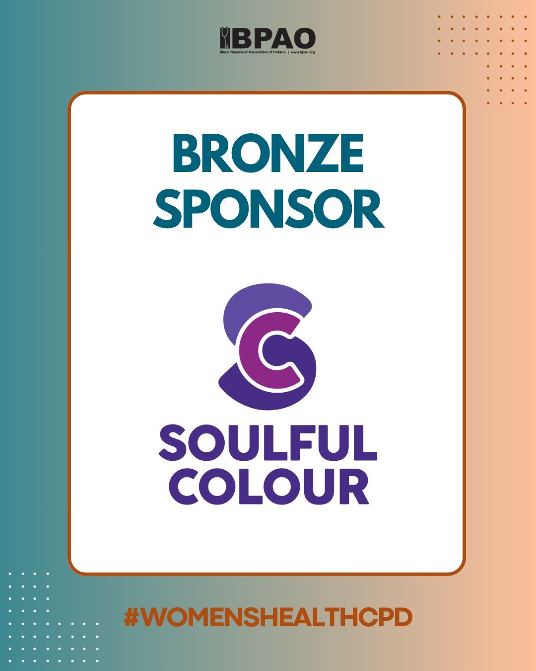 We&rsquo;re thrilled to welcome Soulful Colour as a Bronze Sponsor for the 2025 BPAO #WomensHealthCPD &mdash; Advancing Women&rsquo;s Health: Equity, Evidence &amp; Practice!

Attendees will have the chance to relax and recharge at the Wellness Colou