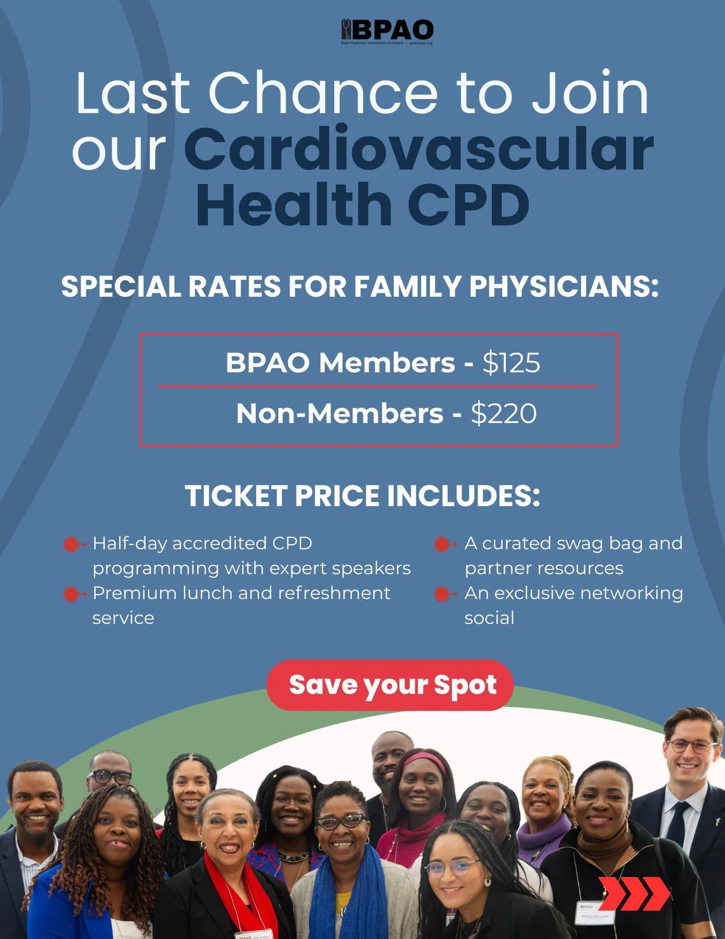 Last Chance to Join our Cardiovascular Health CPD! 
⏰ 📅 Date &amp; Time: 17 January 2026 | 10:45 AM &ndash; 4:30 PM
📍 Location: The Omni King Edward Hotel, Toronto &ndash; Windsor Ballroom

We still have tickets for family physicians, specialists, 