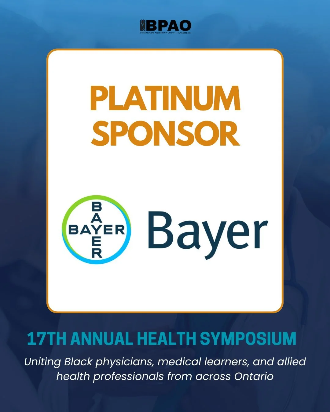 We are proud to recognize @bayerofficial as a Platinum Sponsor of the 17th Annual BPAO Health Symposium.

BPAO is pleased to acknowledge Bayer for their continued sponsorship and support across several BPAO events. Long-term partnerships like this pl