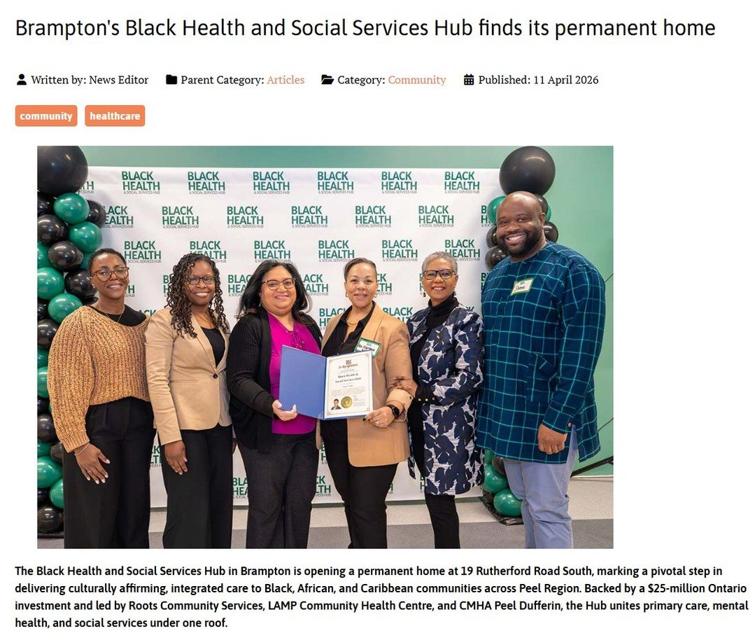 A major step forward for equitable, community-driven care in Ontario.

A new permanent home for the Black Health and Social Services (BHSS) Hub in Brampton is bringing together primary care, mental health, and social services, designed with and for B