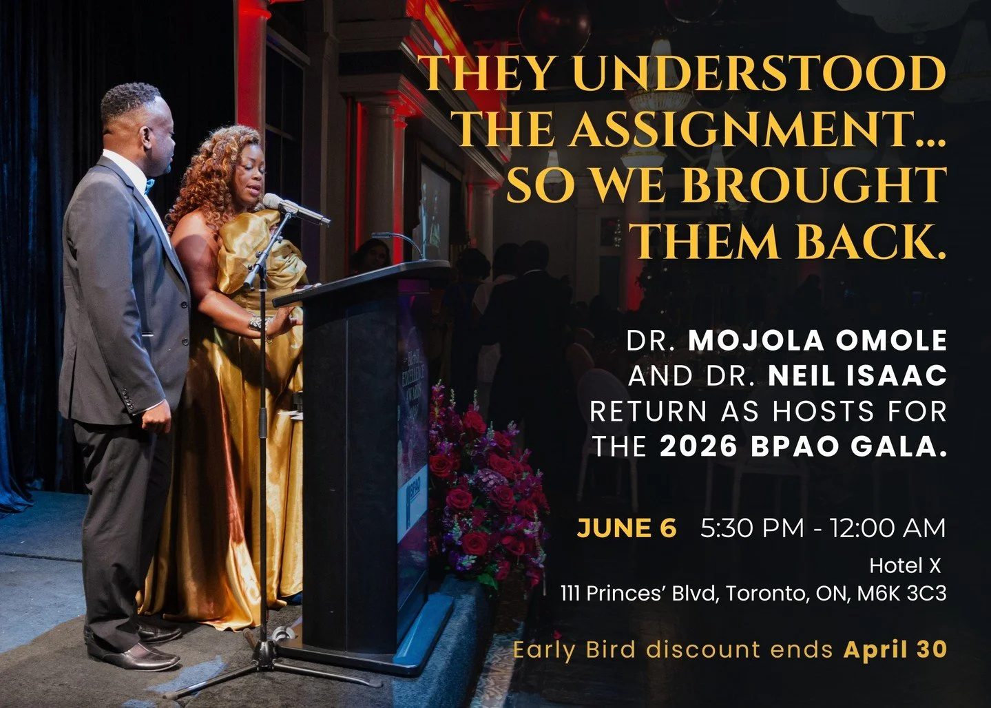 We&rsquo;re so excited to share this&hellip;
For the third year in a row, Dr. Mojola Omole and Dr. Neil Isaac are back as hosts for the BPAO Gala 👏🏽

Bringing the energy, the laughter, and the moments that make the night unforgettable.

Have you se