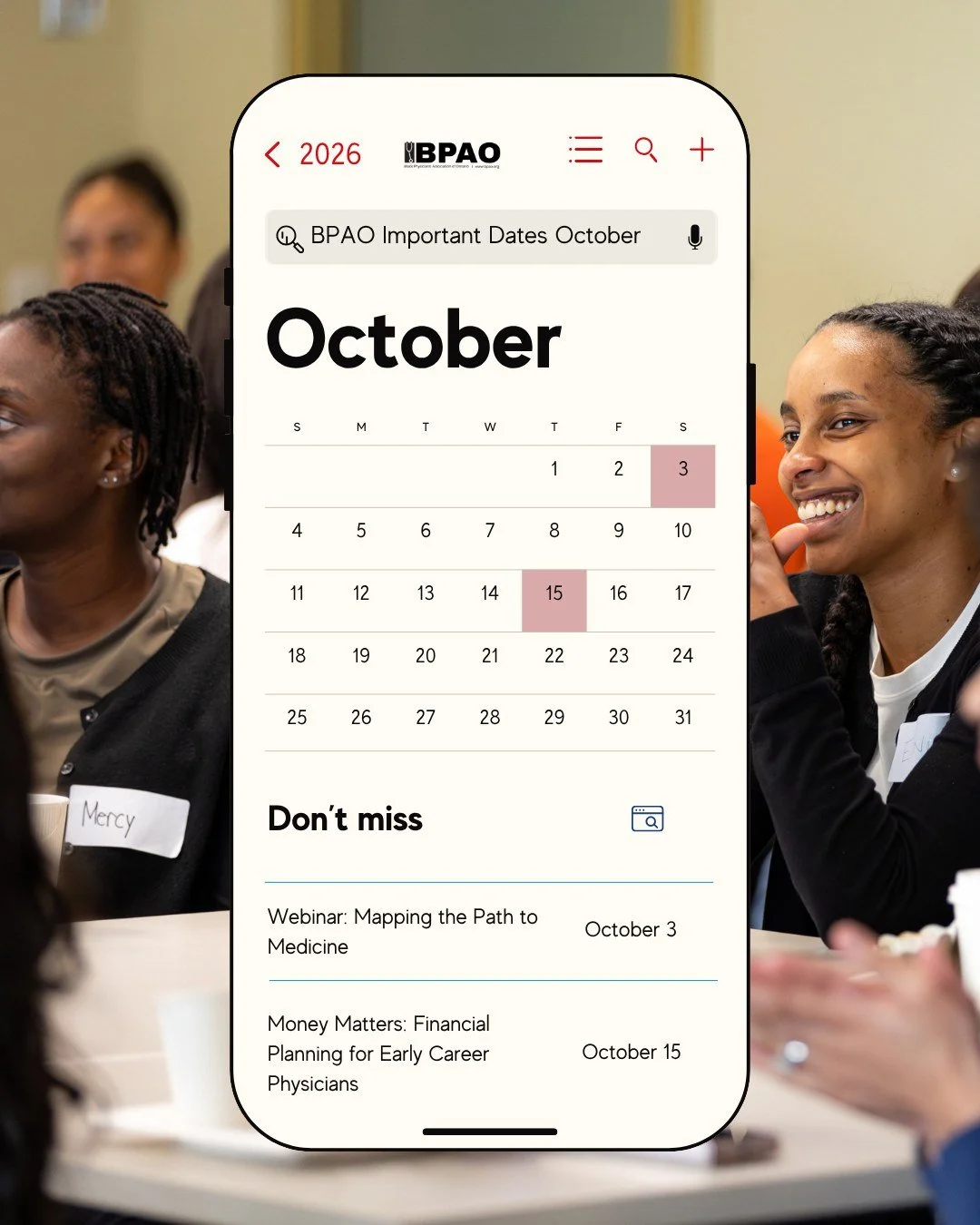 Medical students, October has a couple of dates for your calendar. 📅👀

As always, here&rsquo;s your monthly BPAO reminder of what&rsquo;s coming up:

- October 3: Mapping the Path to Medicine Webinar. 
- October 15: Money Matters: Financial Plannin