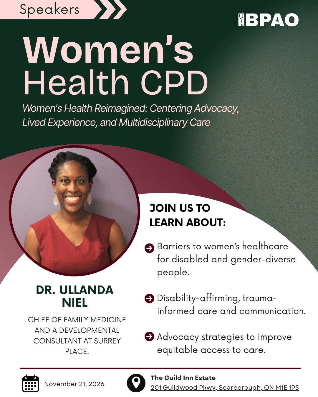 Meet Dr. Ullanda Niel, Chief of Family Medicine and Developmental Consultant at Surrey Place and Adjunct Professor at the University of Toronto and Queen&rsquo;s University.

Dr. Niel will join Dr. Clover Hemans for a conversation on Disability, Advo