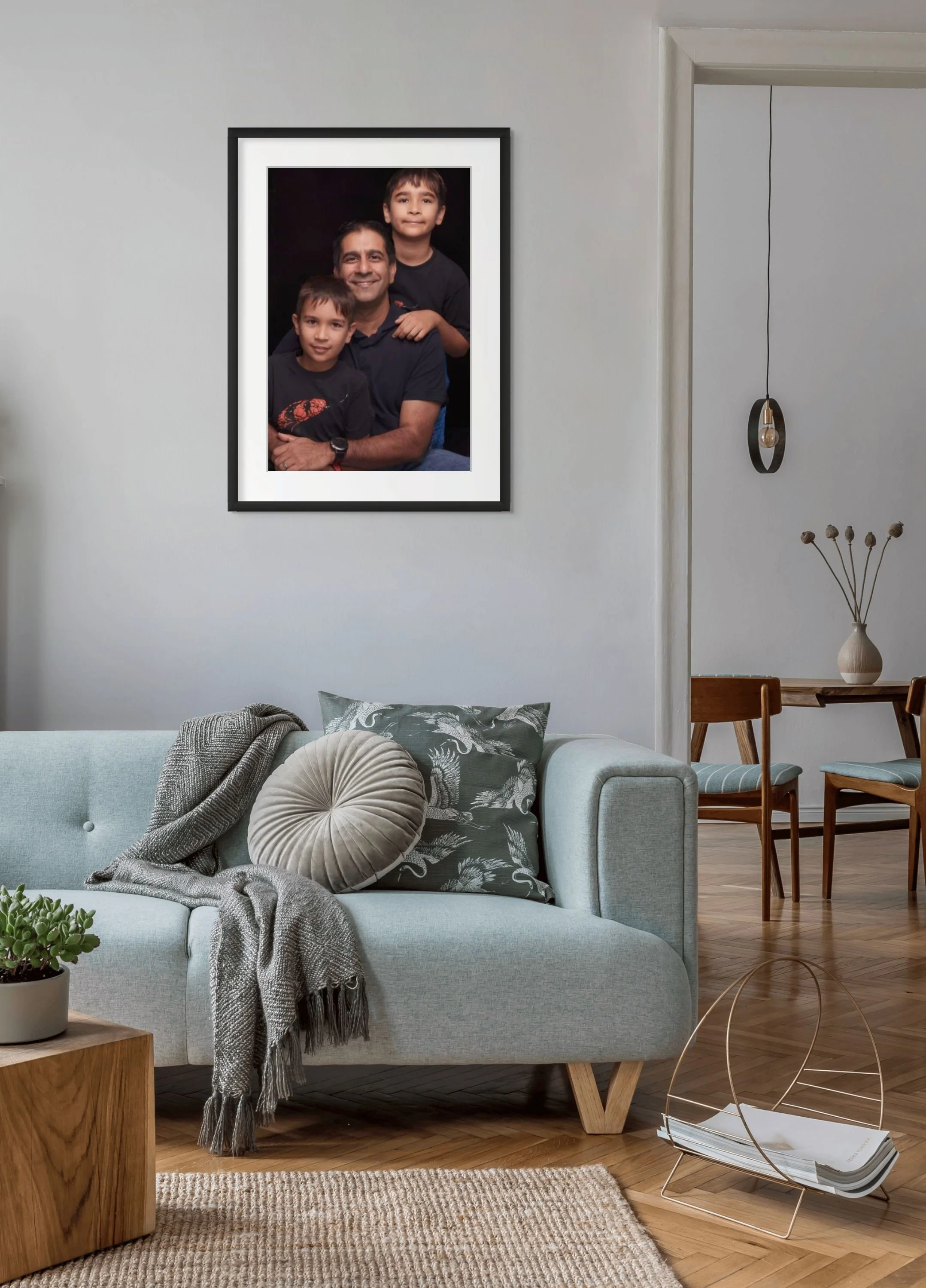 family photo in brisbane living room