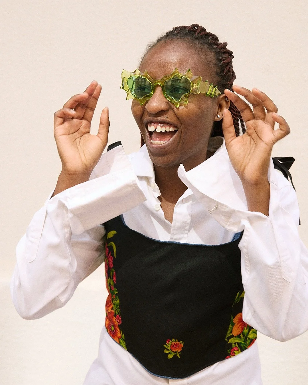 From our shoot with @cometa.vintage &amp; @anca.petrei, Anca is multidisciplinary artist born in Romania and based in Logro&ntilde;o, Spain. Her corsets are double sided, handmade with recycled fabrics and screen prints, inspired by Vivienne Westwood