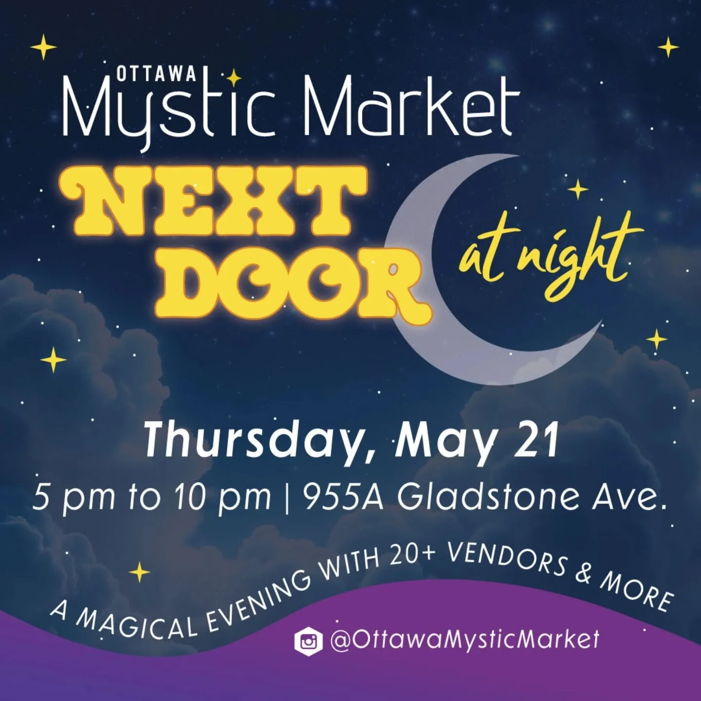 🌙 Step into the shadows&hellip; where the magic awakens after dark 🌙

Join us for @OttawaMysticMarket &mdash; AT NIGHT! @NextDoorOttawa presents an evening of enchantment, curiosity, and community.

Wander through a magical marketplace filled with: