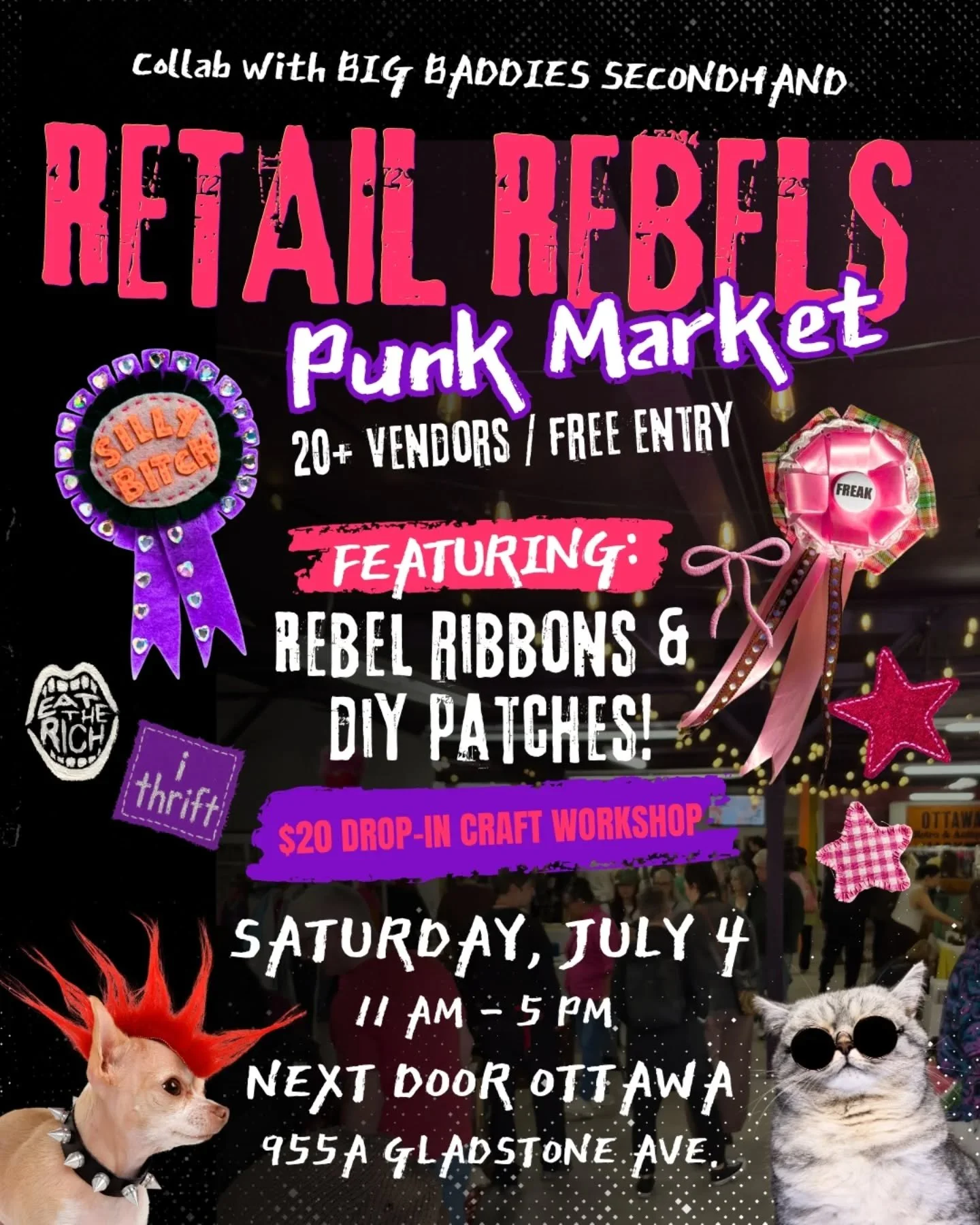🧷⚡ RETAIL REBEL MARKET ⚡🧷 
with @big_baddies_secondhand
💥A punk-fuelled free entry market packed with DIY chaos, handmade rebellion, vintage vibes, local artists, weird treasures &amp; anti-establishment energy. 💥

Come shop independent makers &a