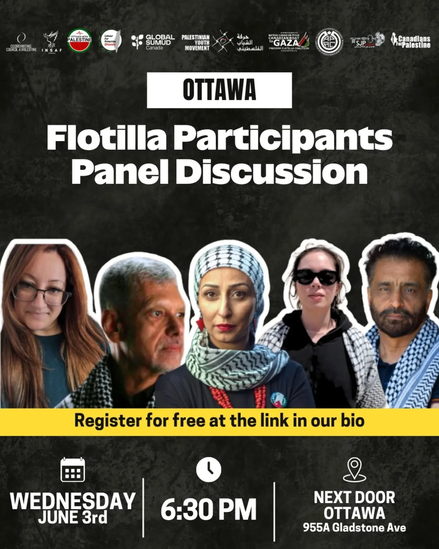 🕊️Join @palestinianyouthmovement THIS WEDNESDAY to listen to the powerful testimonies of participants aboard the Canadian Global Sumud Flotilla and the Canada Boat to Gaza who were illegally intercepted, abused, and abducted by the zionist entity fo