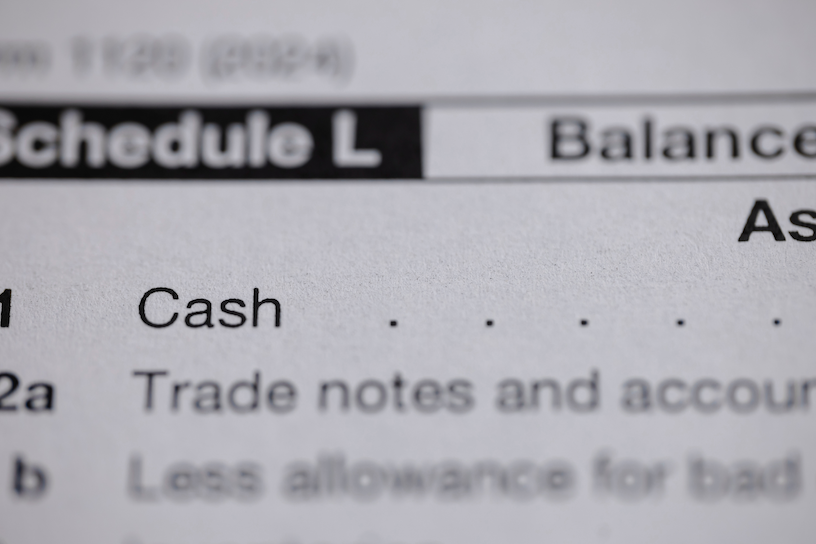 A close up of a tax form for an organization