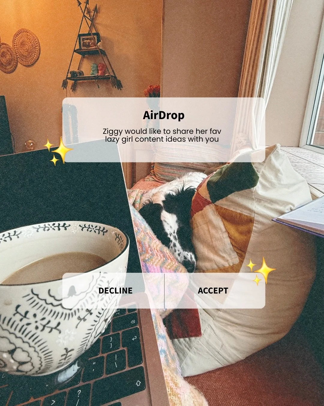 Zig is feeling the pressure of constantly coming up with content ideas on top of her busy life. 

Swipe for her lazy girl ideas - save for when you&rsquo;re next batching some posts 🫶🏻.