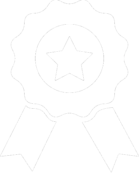 White award ribbon with a star in the centre.