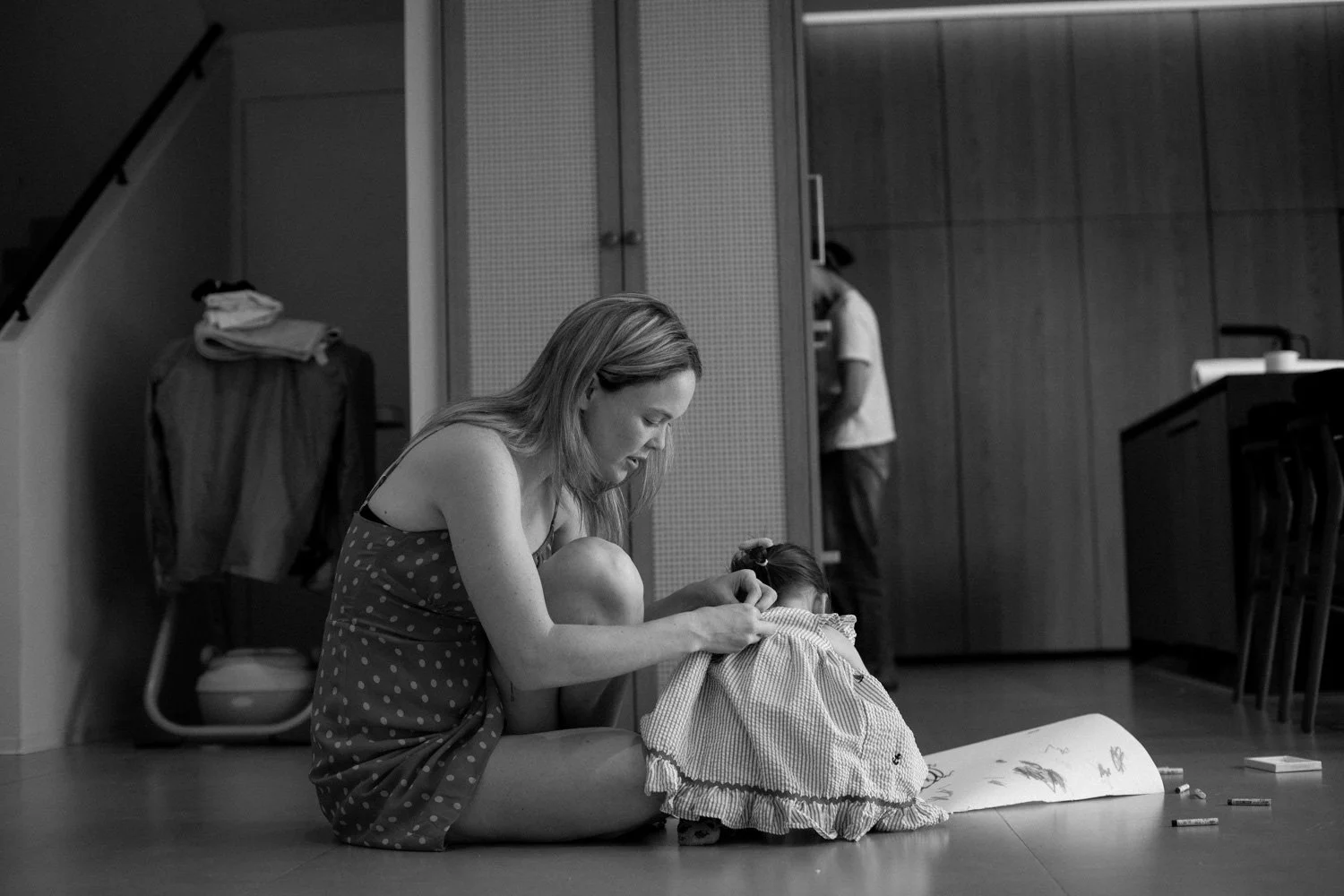 Mother and daughter at home