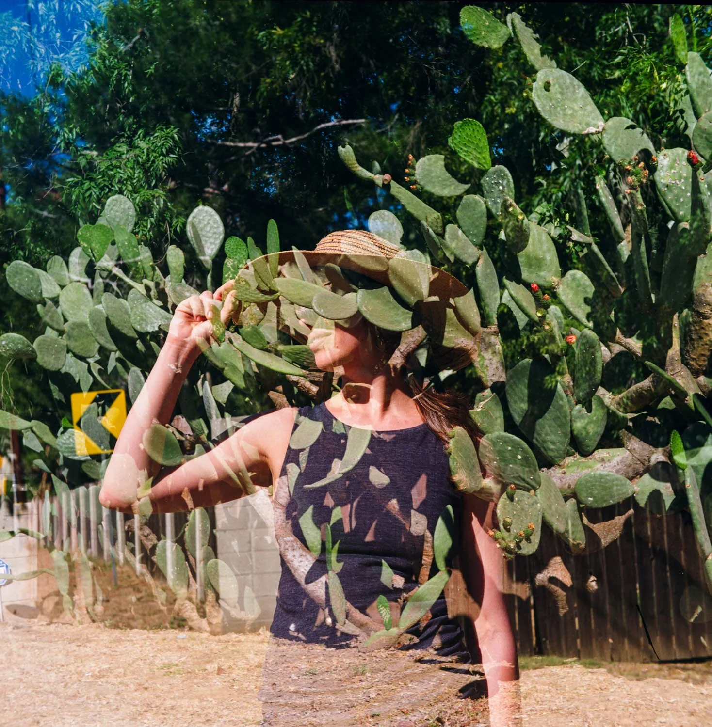 Double Exposure Self Portrait of Artist