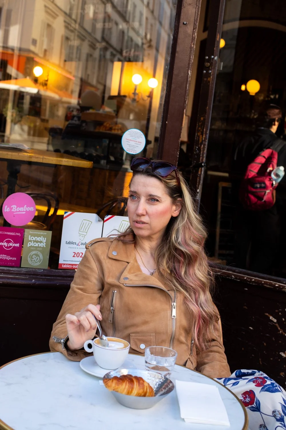 Woman at café montmartre paris