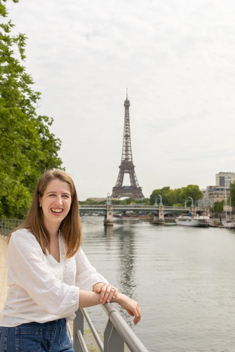 Woman's business headshot Eiffel Tower