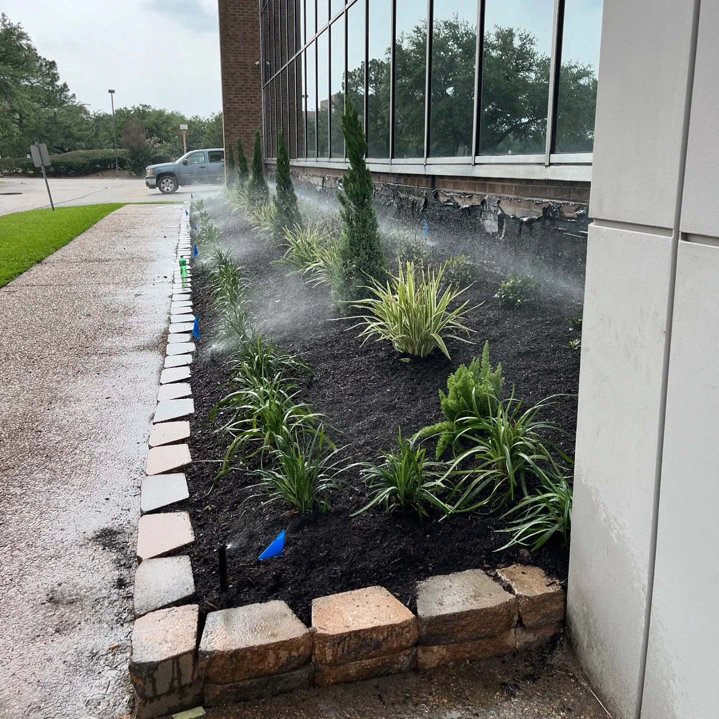 Commercial irrigation, design, and plant install completed in the Medical Center. Let us know how we can help. ✔️
