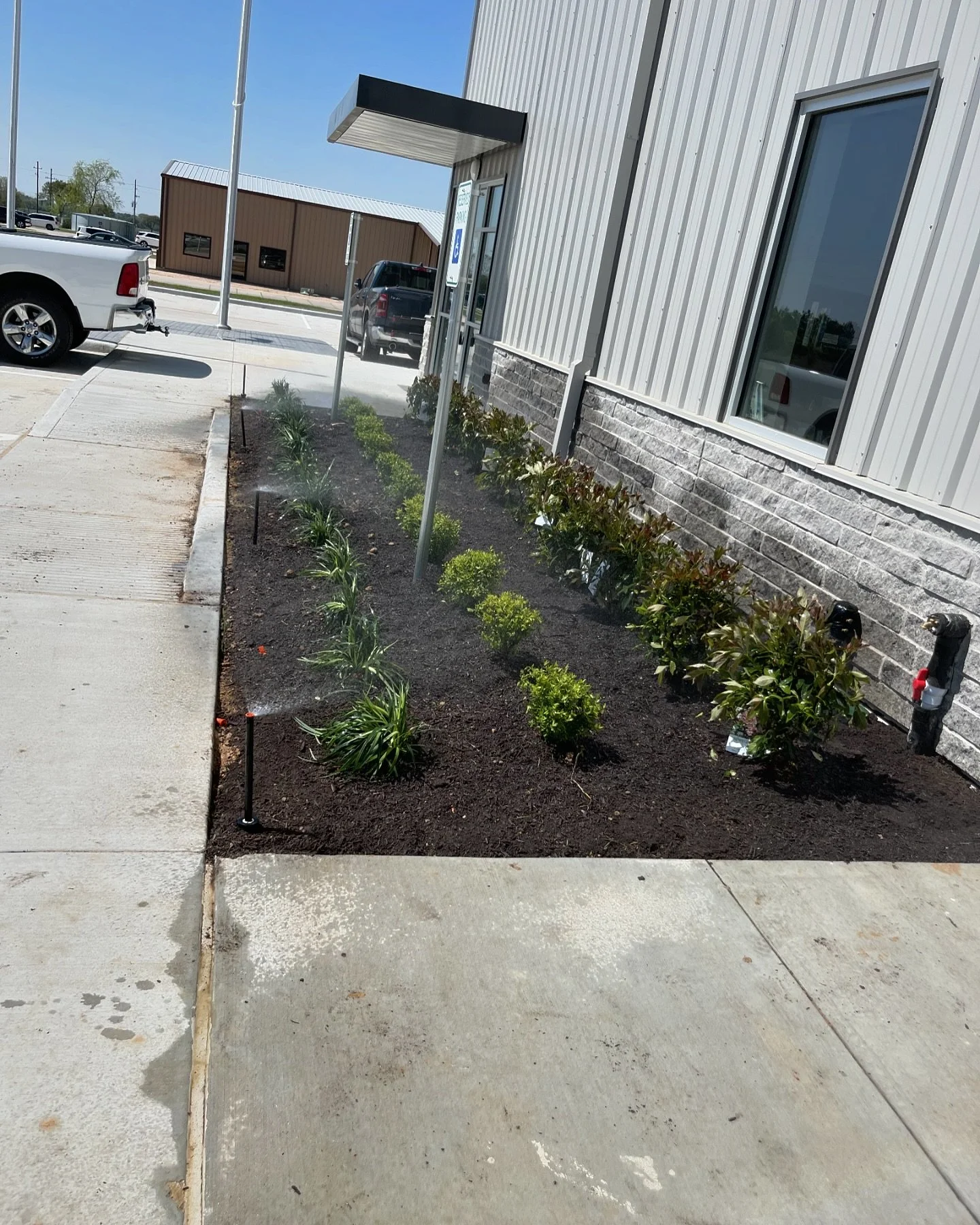 Irrigation and landscaping completed for a commercial client in the Houston area. On to the next ✔️ #houston #irrigation #landscaping #plants #design