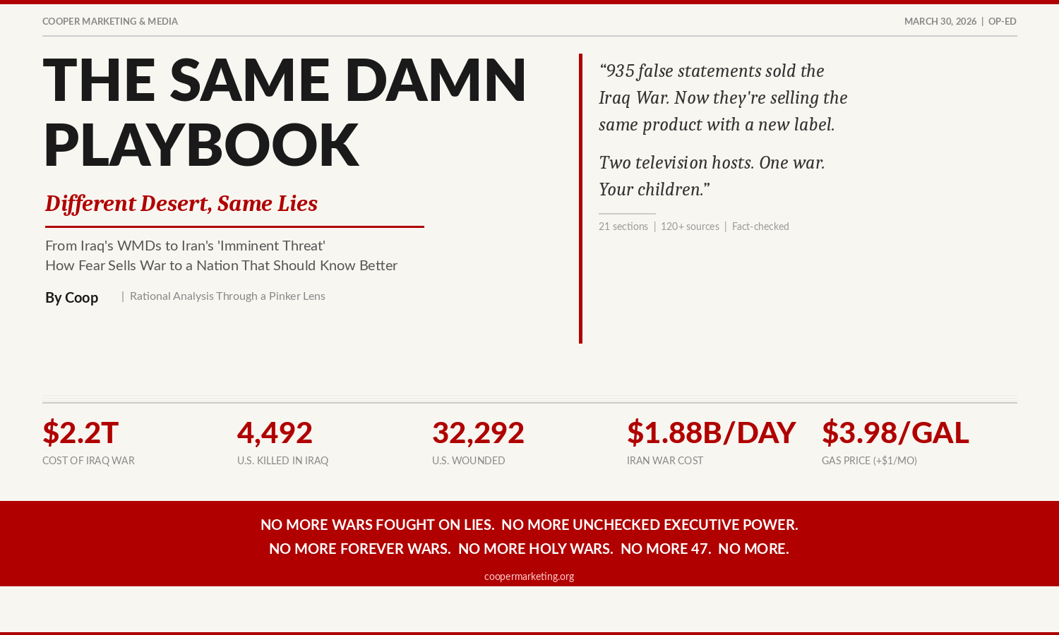 THE SAME DAMN PLAYBOOK - Different Desert, Same Lies