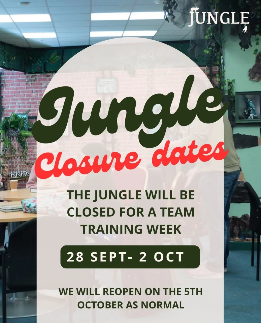 A little reminder&hellip;we are CLOSED this week for team training.  See you next week!! Love Team Jungle x