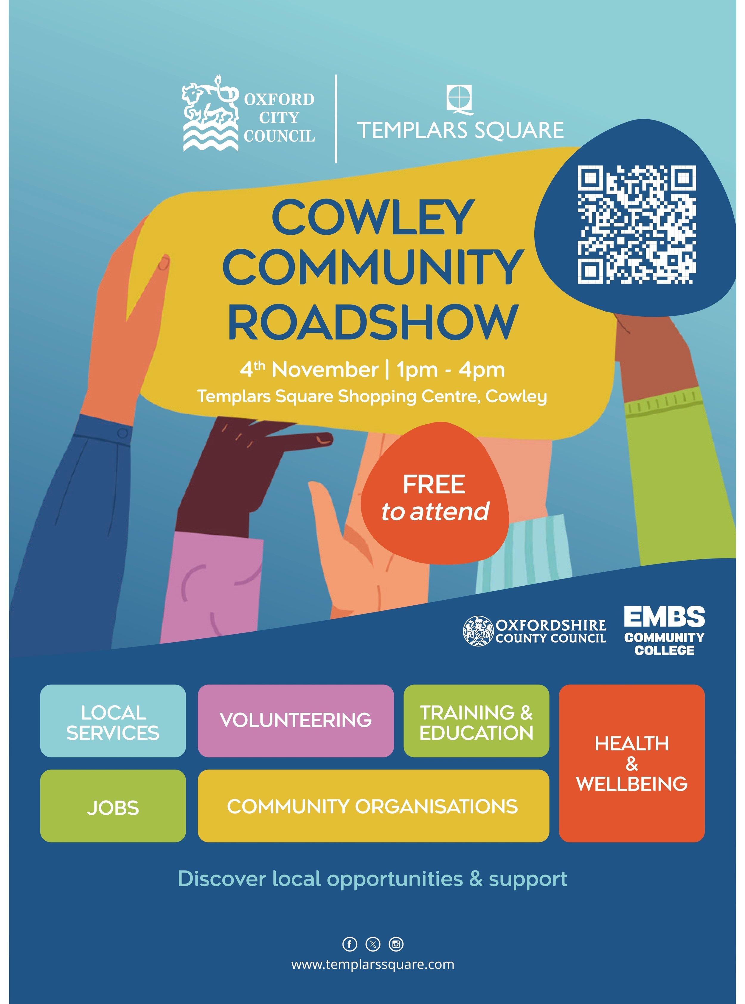 Cowley Community Roadshow is coming to Templars Square Shopping Centre next week - and the Jungle will have a stall!

The Roadshow will provide an opportunity for local organisations, community and council services and local businesses to engage with