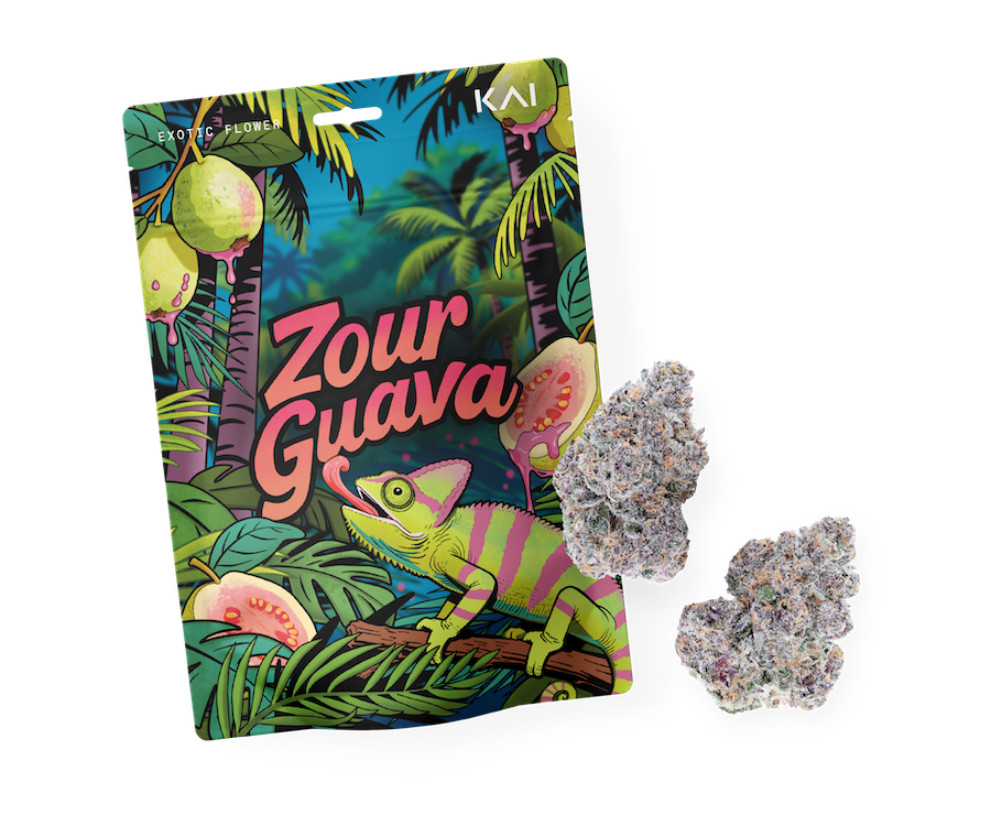 KAI Cultivation Zour Guava Pre-Pack Eighth with Cannabis Buds