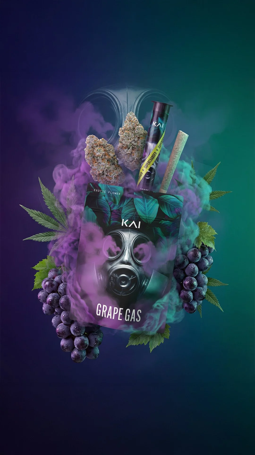 KAI Cultivation Grape Gas Pre-Pack with flavor elements and buds