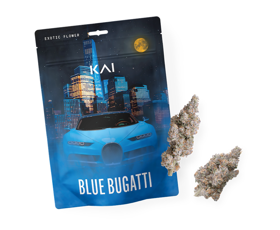KAI Cultivation Blue Bugatti Pre-Pack and Cannabis Bud