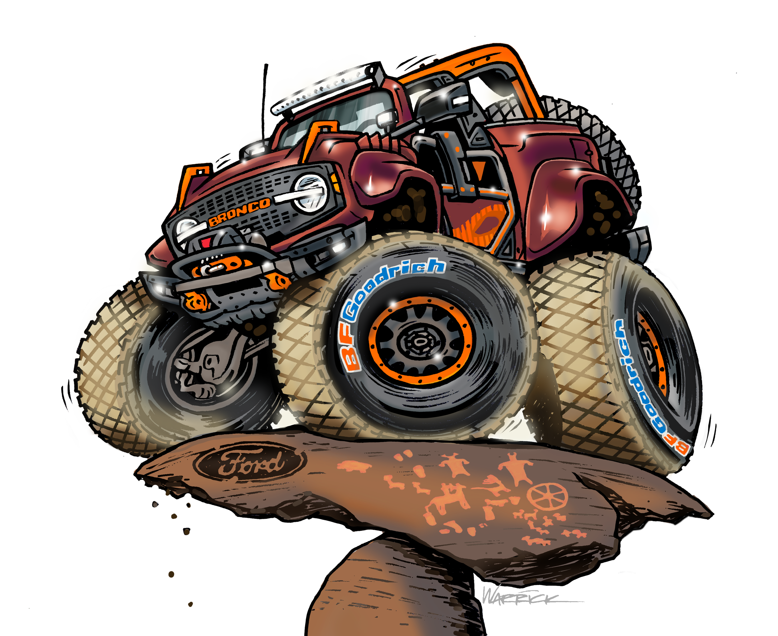 Roger Warrick Ford Bronco Cliffhanger Car-Toon