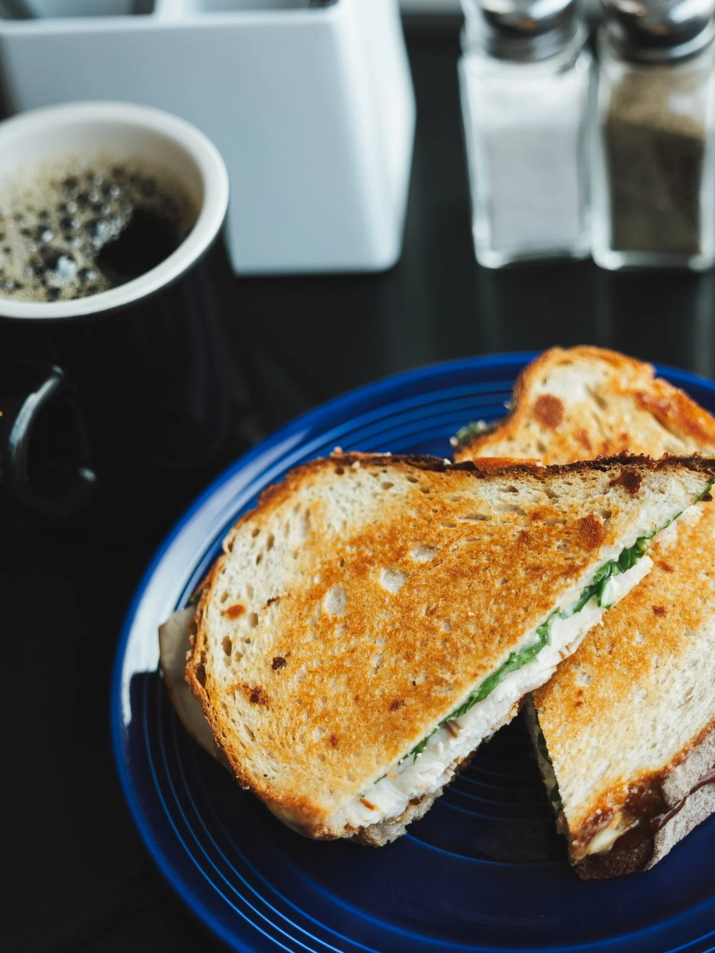 Skip the drive-thru/fast food! A really good lunch is always only a few steps away &hearts;️&hearts;️ xo 
North Country Smokehouse Turkey (thin sliced in-house daily!), Brie, Fig Jam, Pristine Arugula, Freshly Baked Rock Hill Bakery Farm Bread or an 