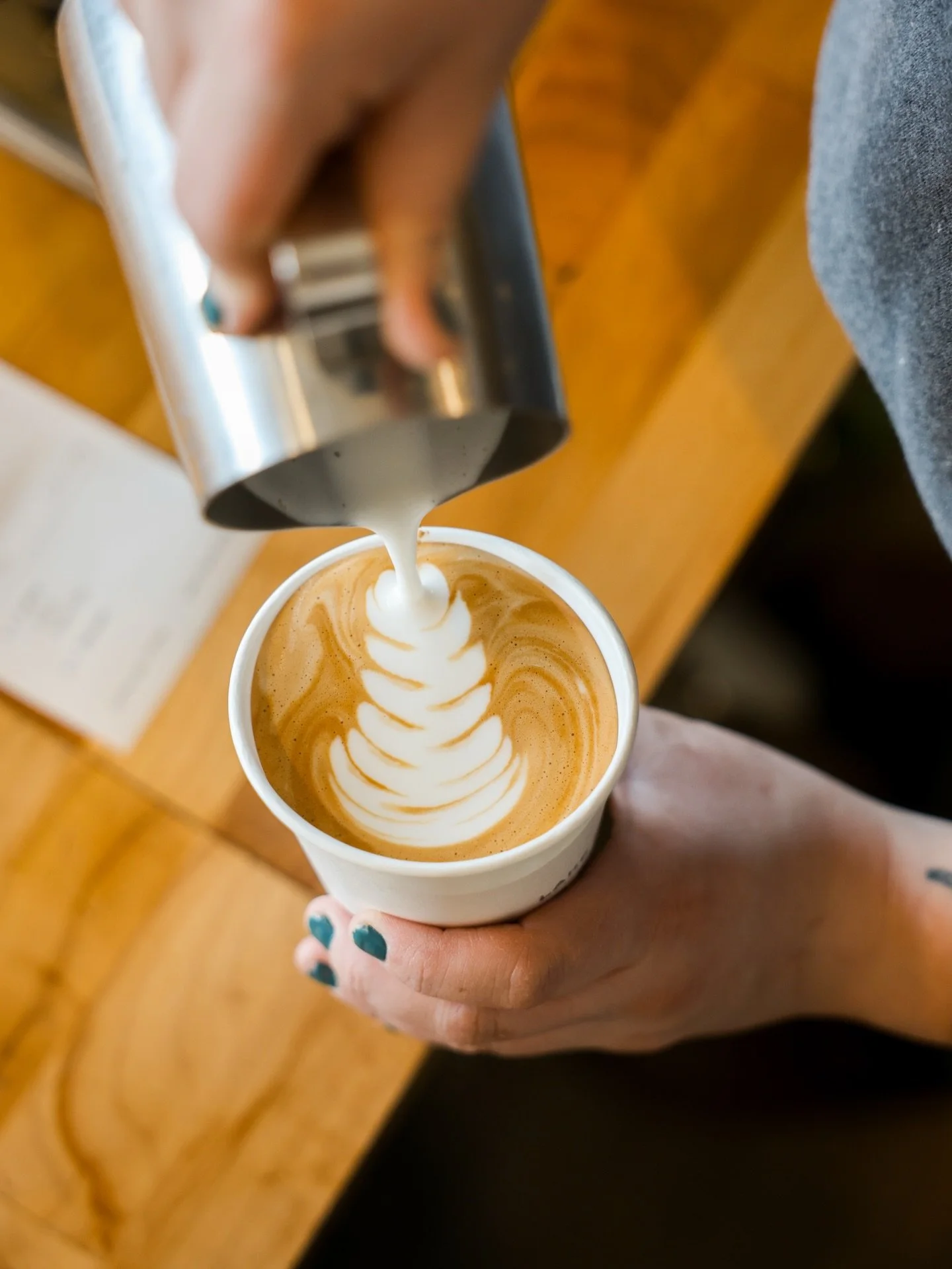 New Origin Original! Butter Me Up Latte 🌿 A perfectly extracted espresso shot and dash of our housemade sage syrup melts a small piece of our house brown butter in your cup. We steam your milk of choice and incorporate it all together to create this