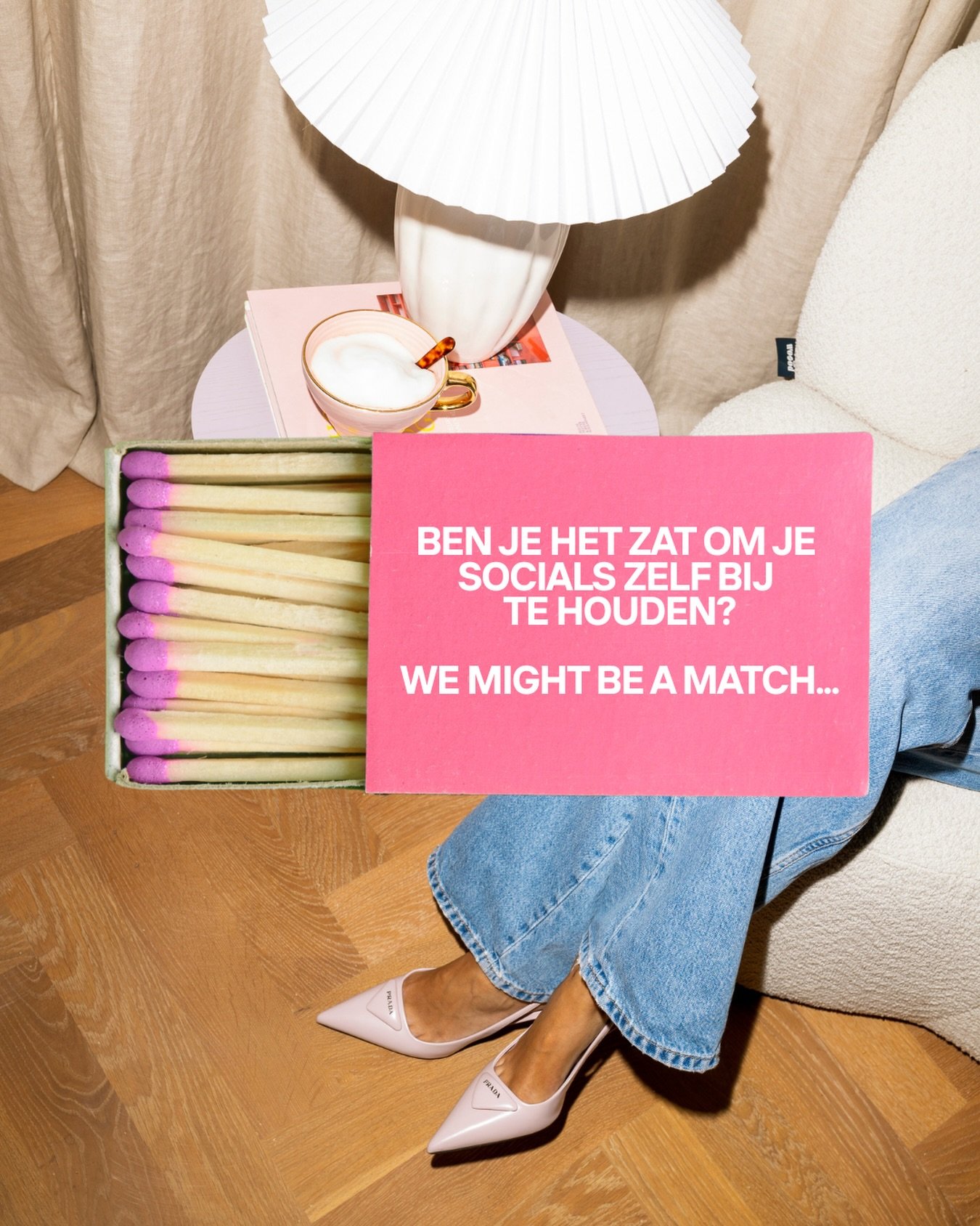 Ben je het zat om je socials zelf bij te houden? We might be a match... 💌 

Social media is vaak zo&rsquo;n taak die je &ldquo;later deze week&rdquo; nog wel even gaat doen.
Tot het ineens weeeeken later is, je laatste post ergens onder het stof lig