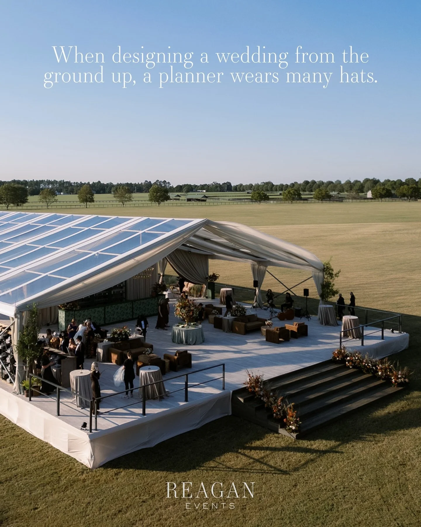 When designing a wedding from the ground up, a planner wears many hats. We&rsquo;re not just the planner, we&rsquo;re also the:

🔎 Surveyor
&ndash; evaluating slope, measuring usable space, grading the land, and determining exactly what&rsquo;s poss